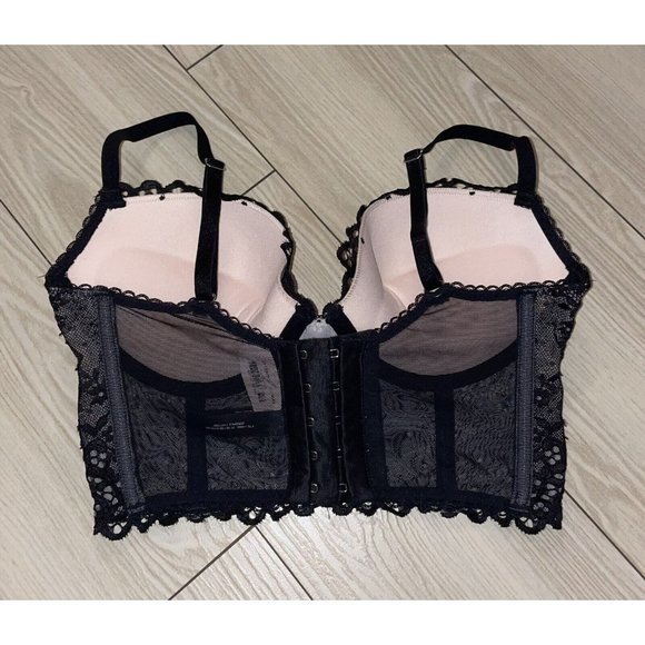 Victorias Secret Padded Lace Longline Bra Corset Lace Underwire Womens 32D New - Picture 4 of 6